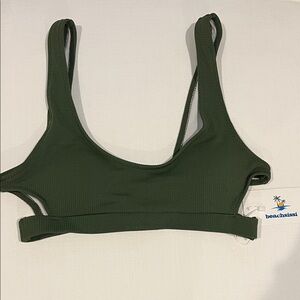 Olive Green Ribbed bathing suit top